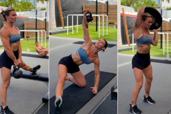 BJJ champion Maggie Grindatti performing her full body workout using kettlebells
