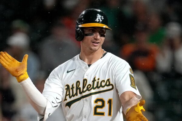 athletics tyler soderstrom celebrates hit