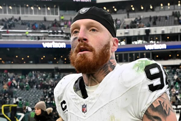maxx crosby looks on raiders eagles