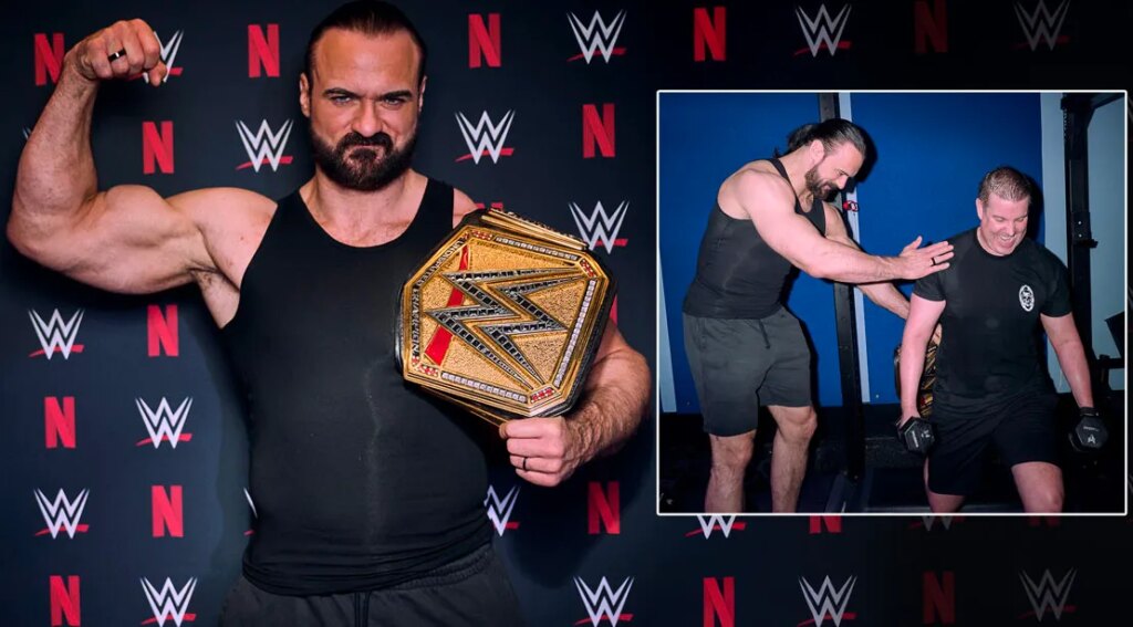 WWEs Undisputed Champion Drew McIntyre working out with MF writer.jpg