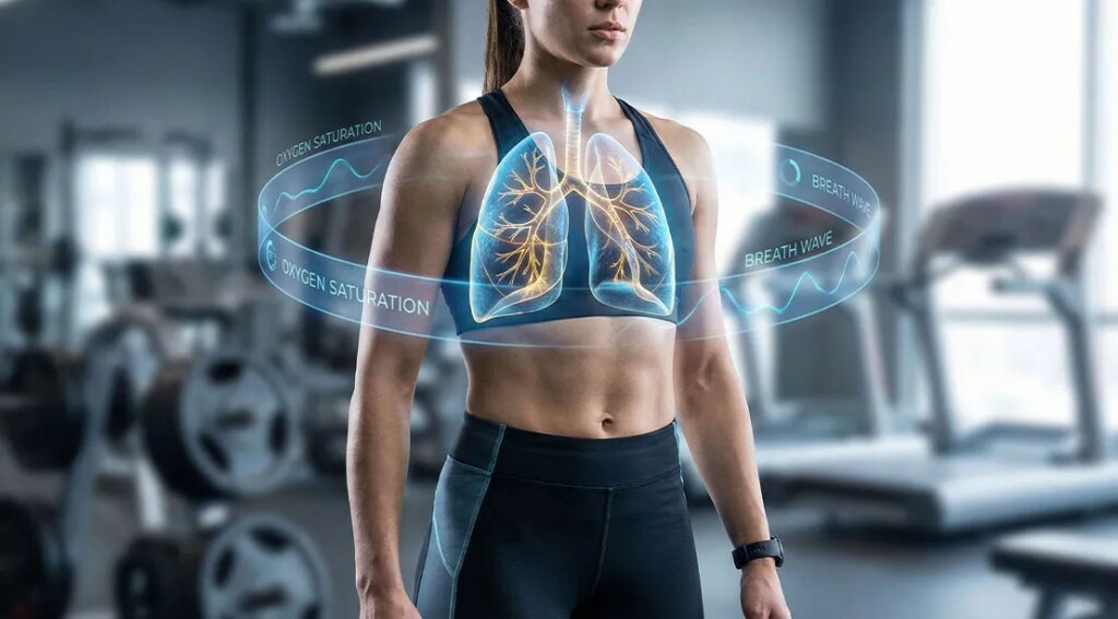 Athletic female at the gym with an image of her Intra Abdominal Pressure and breath work.jpg