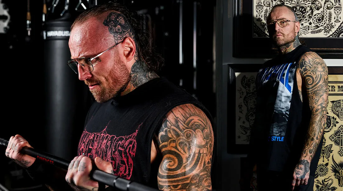 WWE wrestler Alistair Black working out.jpg