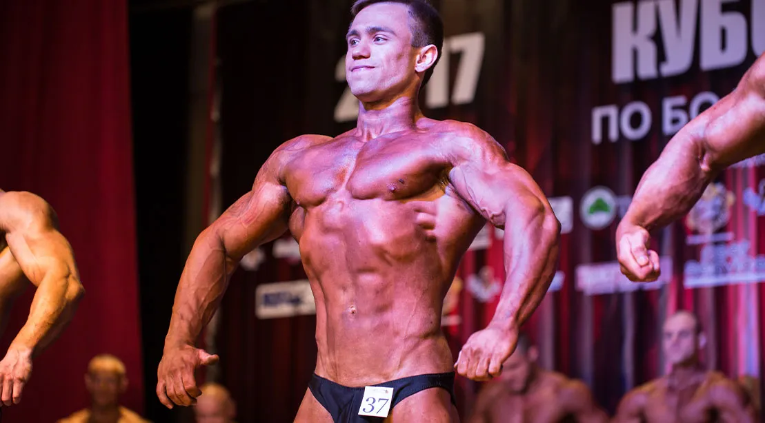 Amateur bodybuilding at a bodybuilding competition earning his ifbb card.jpg