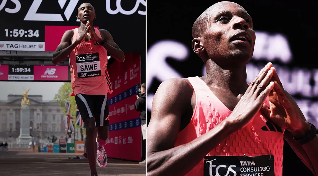 Kenyan Long Distance Runner Sabastian Sawe breaks sub 2 hour marathon record at at 2026 London Marat.webp